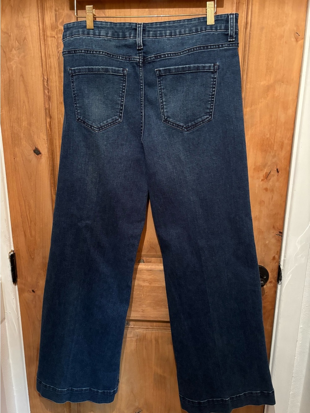 Time and Tru Dark Blue High-Rise Wide-Leg Jeans with Front Seams - Picture 2 of 3